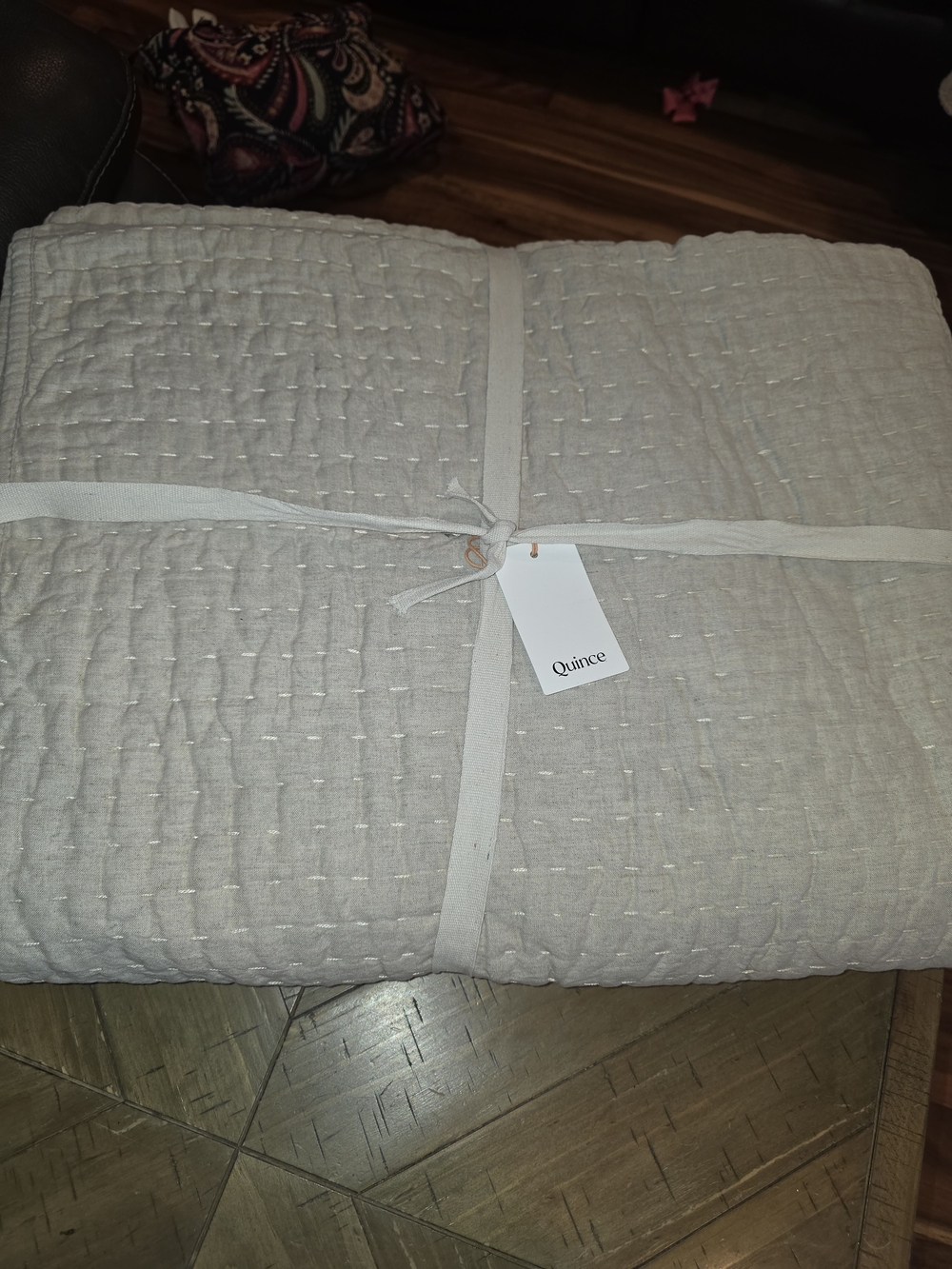 Quince European Linen Cotton Stitch Quilt Set - King - Natural - Picture 6 of 6